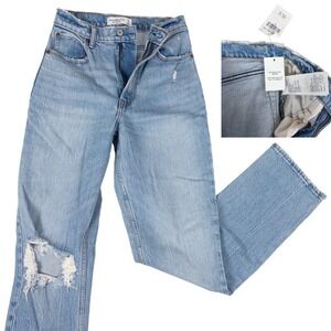 Abercrombie & Fitch 90s Straight Ultra High Rise Jeans 25 Light Distressed Mom